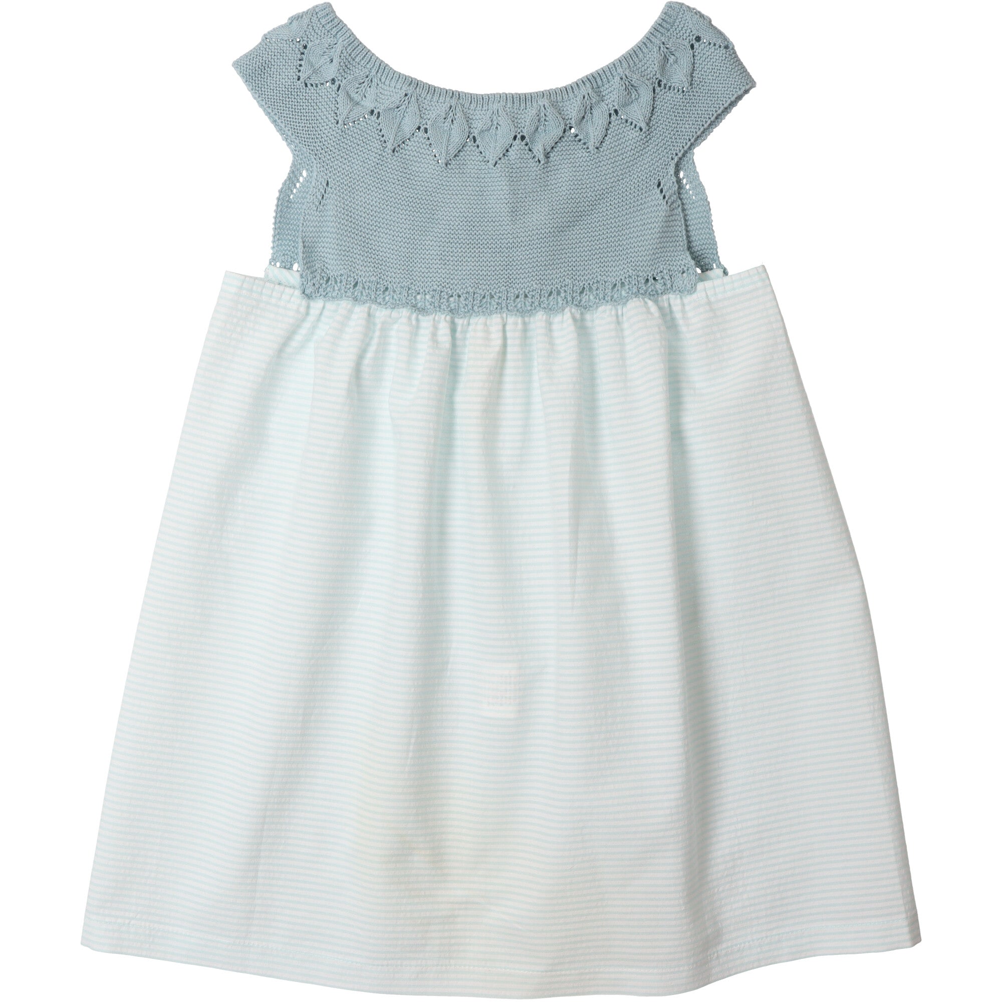 vestito-verde-a-righe-con-corpetto-in cotone-lavorato-a-mano-colore-verde-abito-estivo-bambina