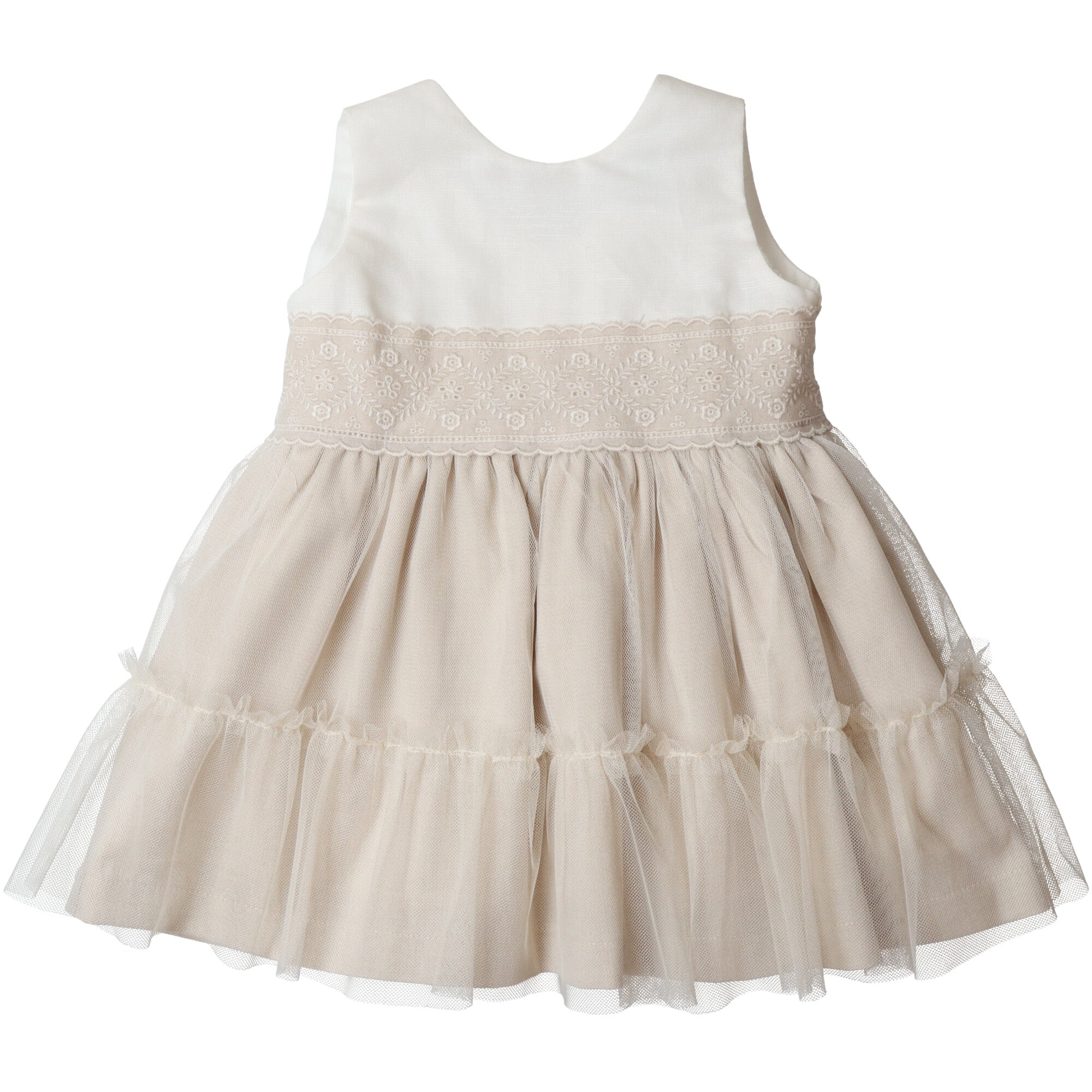 vestito-cerimonia-bambina-in-cotone-e-tulle-colore-beige