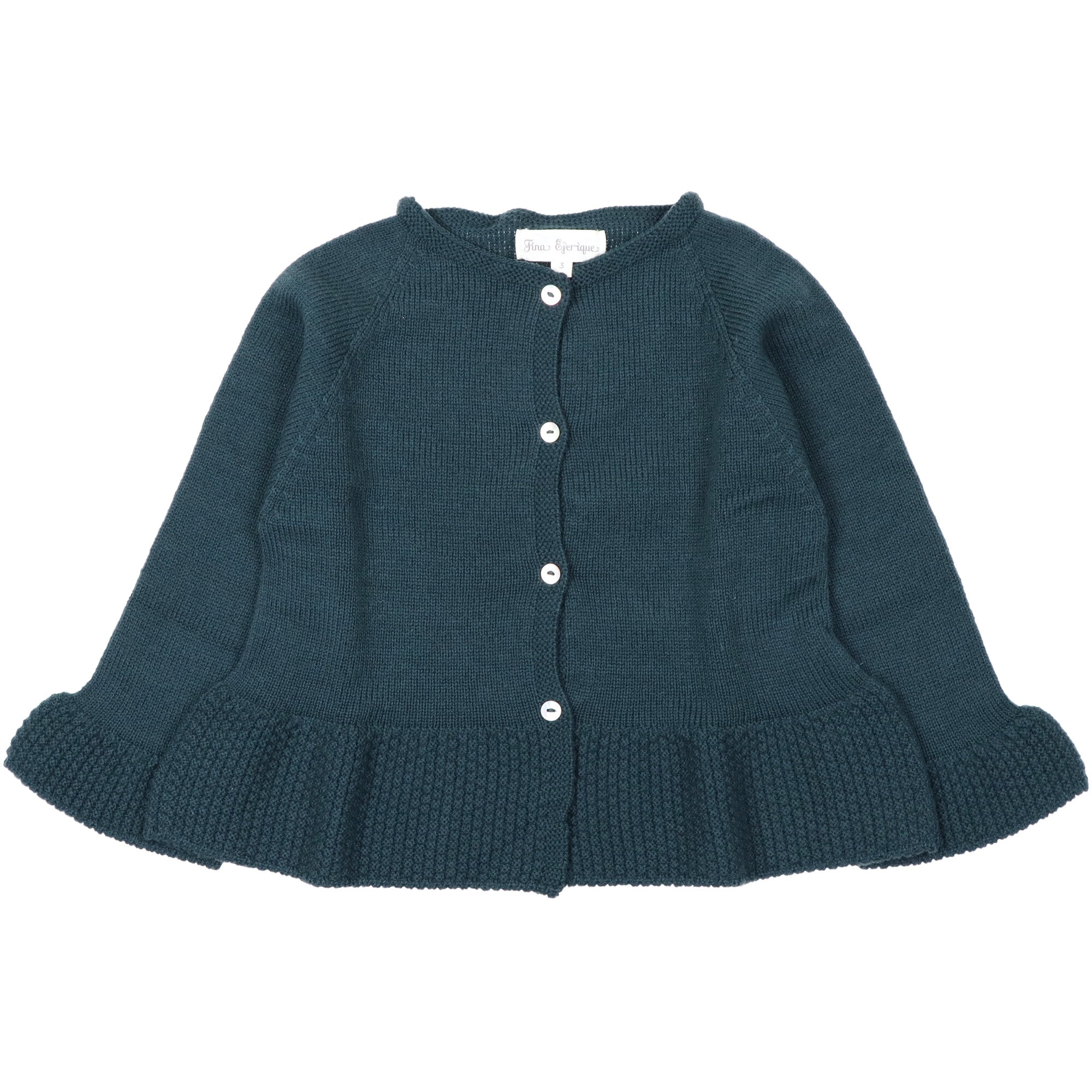 golfino-verde-scuro-modello-ampio-con-volant-in-lana-per-bambina