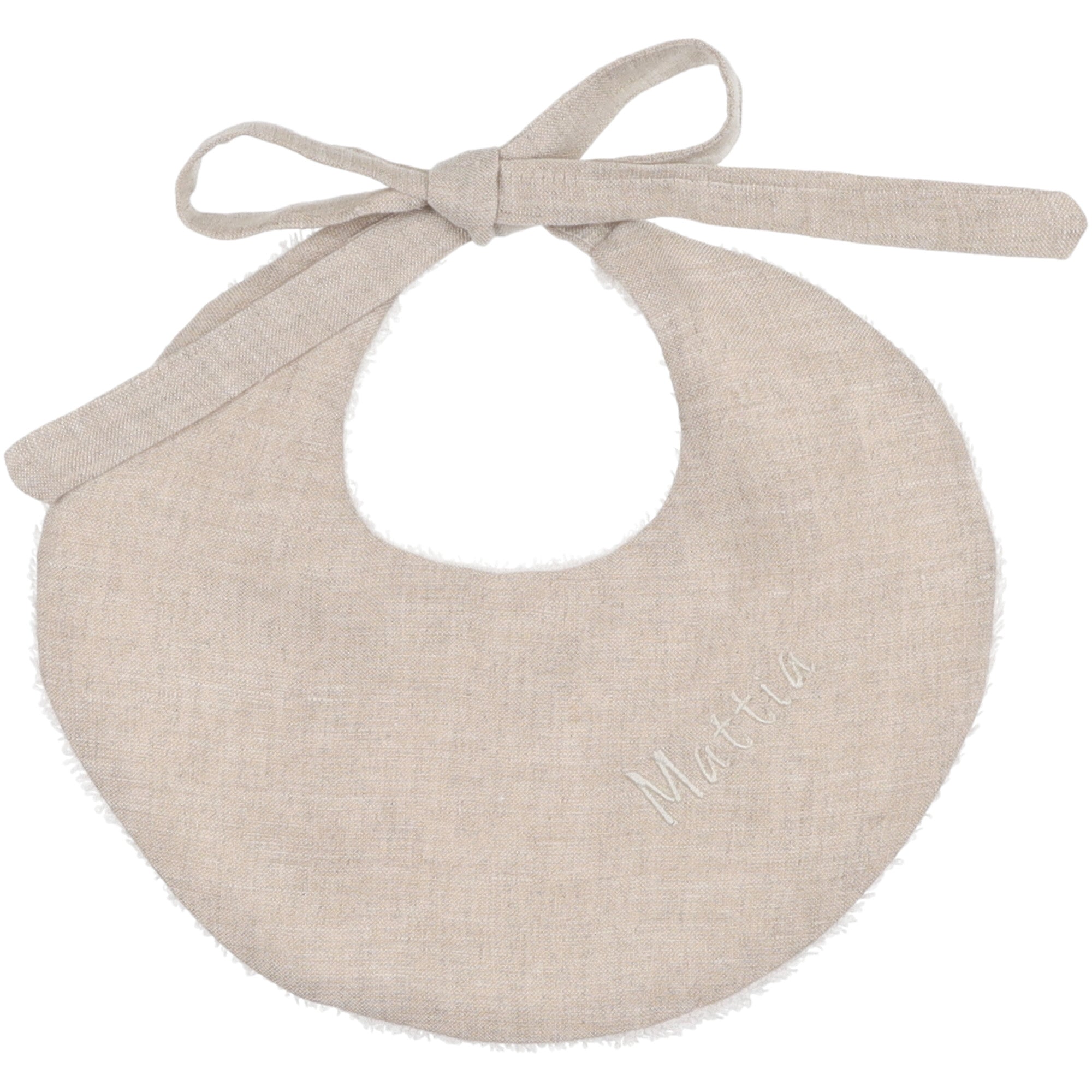 Bavaglino-ricamato-con-nome/Beige