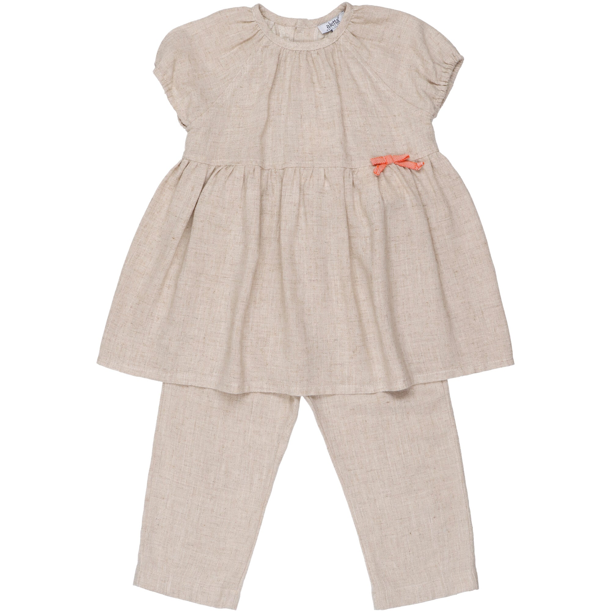 blusa-e-pantaloni-in-lino-per-bambina-colore-ecru//18 mesi