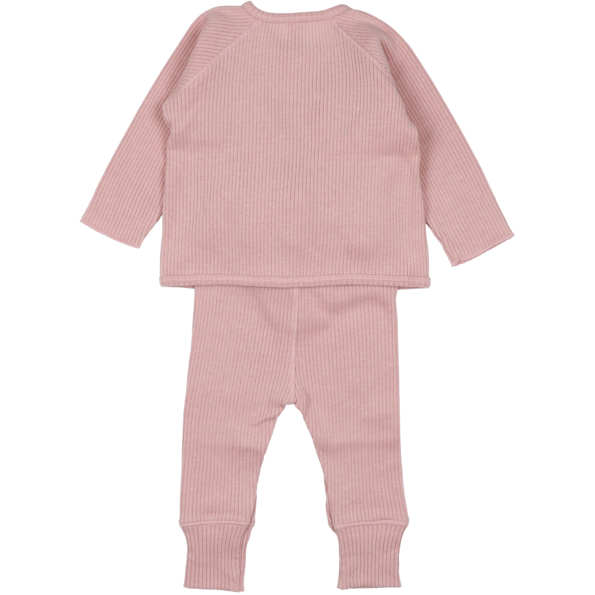 Maglia-incrocio-e-pantalone-in-cotone-canettato-rosa-per-neonata