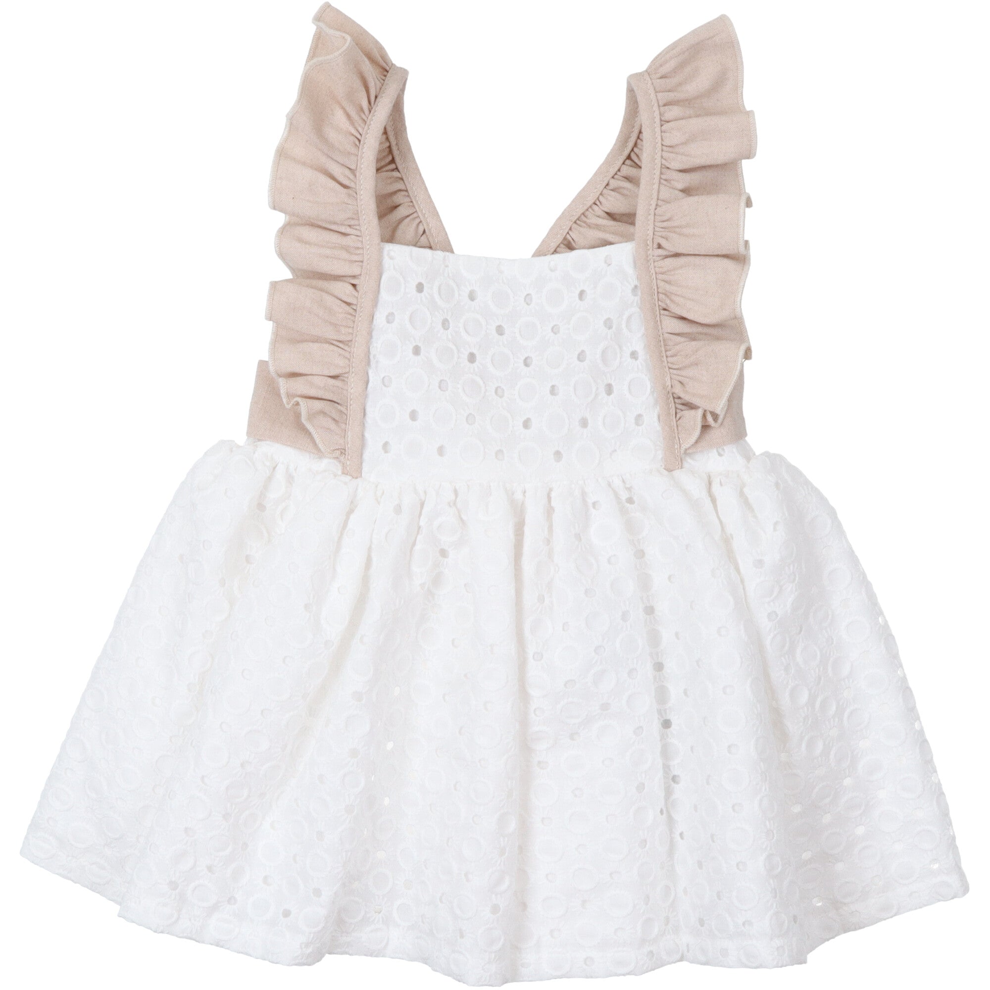 vestito-bianco-con-volant-in-cotone-beige-e-mutanda-abbinata-per-bambina