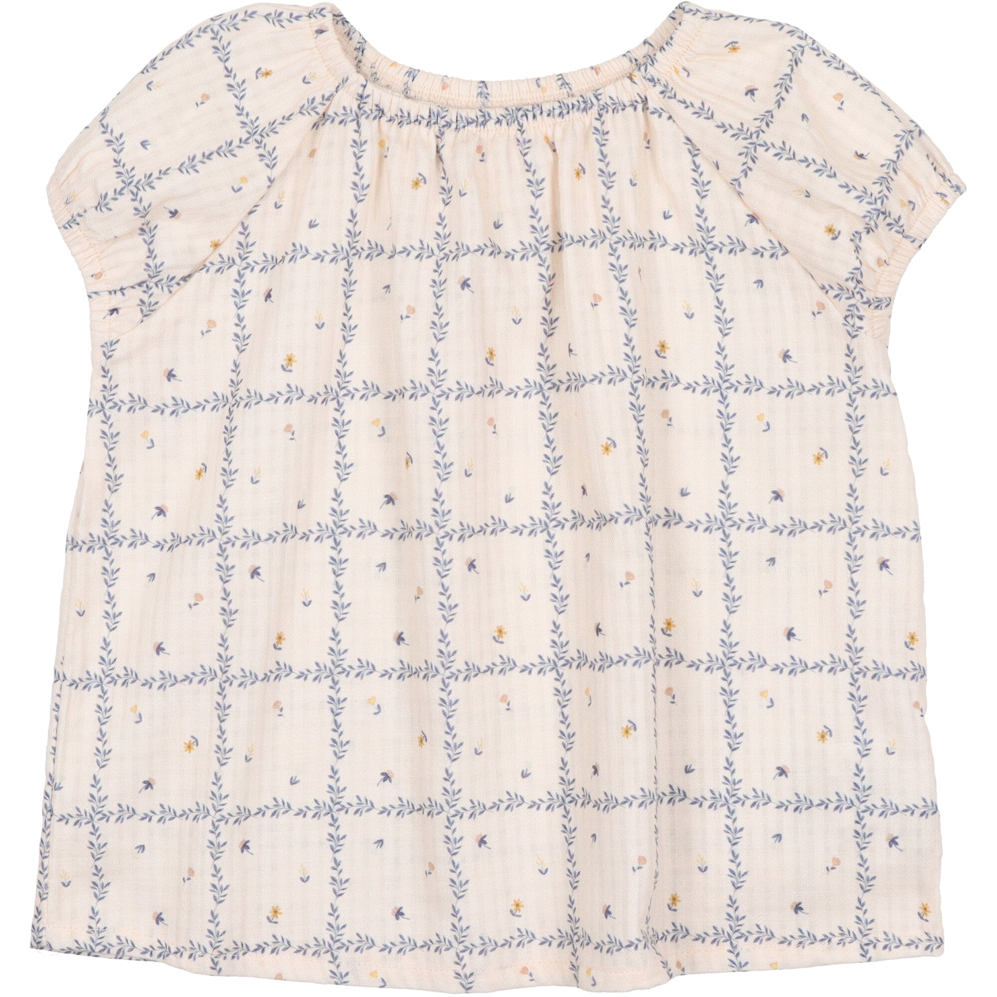 camicetta stampa fiori blu per bambina maniche arricciate blusa estiva bimba