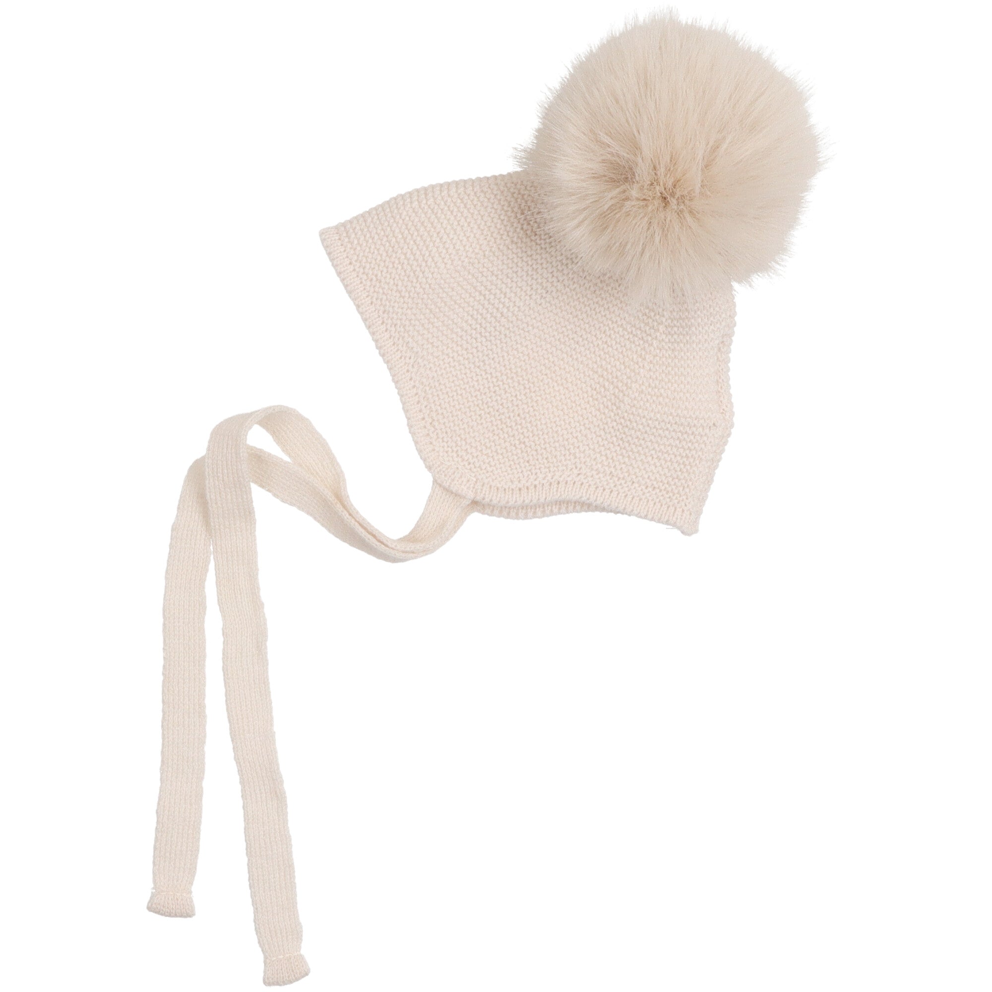 cuffia-per-neonati-in-misto-lana-con-ponpon-pelliccia-colore-bianco