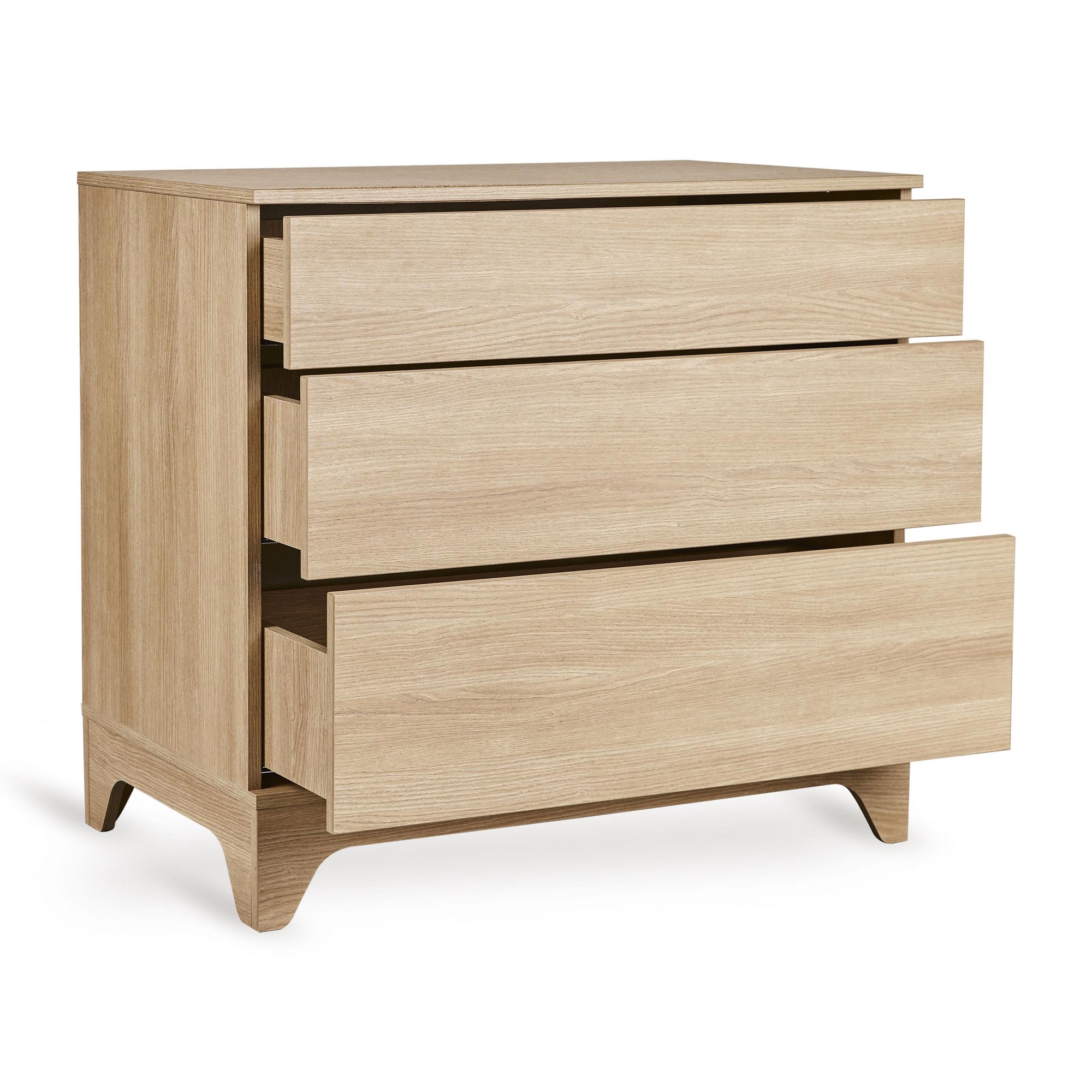 cassettiera in legno da utilizzare come fasciatoio 3 cassetti apertura a pressione  senza maniglie 