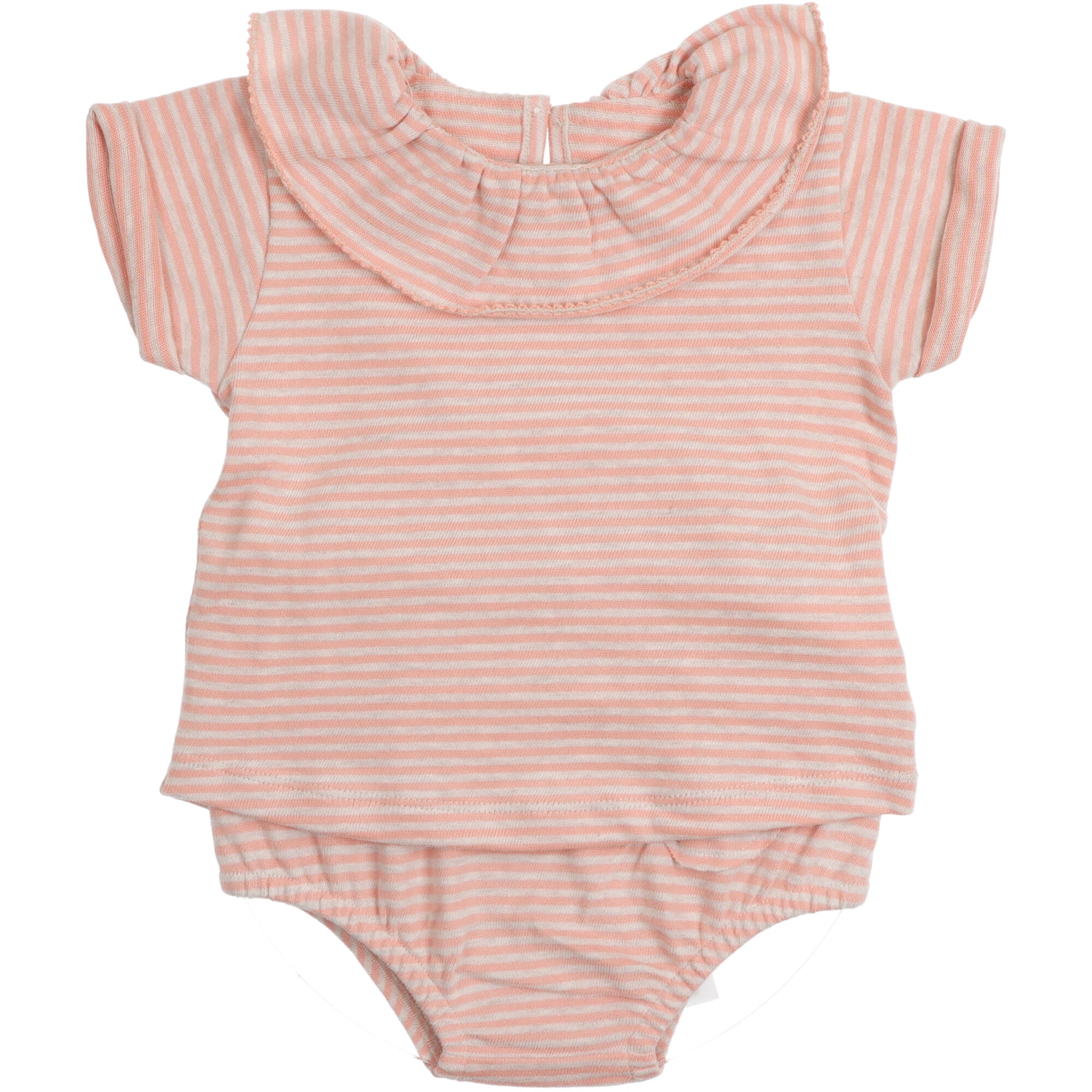 Completo neonato Snug con colletto ricamato e culotte con taschino e bottoni decorativi