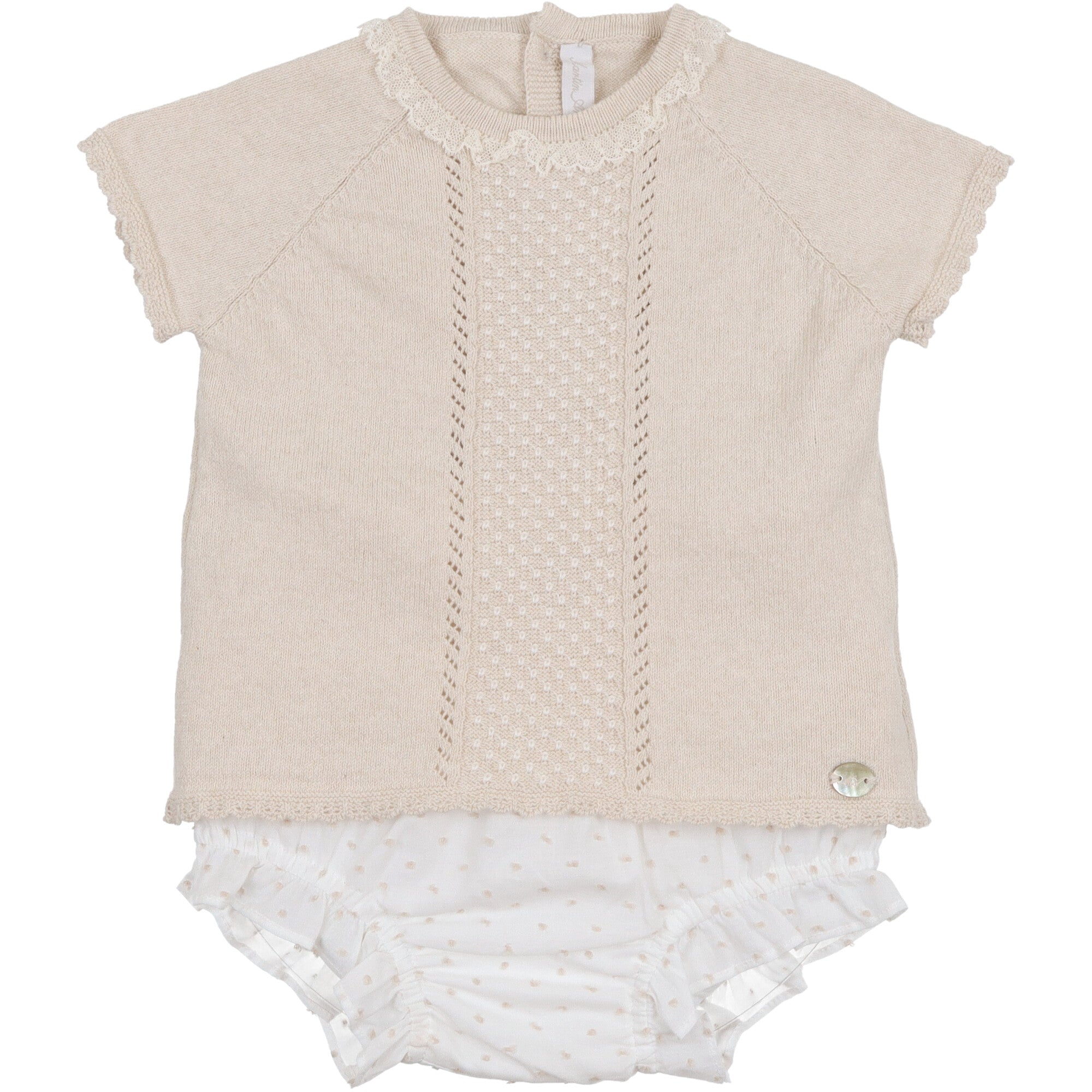 maglia e coulotte in cotone plumetì di colore bianco completo elegante per neonata e bambina abito estivo
