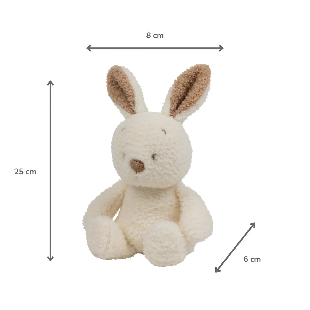 Lampada notturna Nattou coniglio beige, realizzato in morbido peluche luminoso con due intensità di luce nei colori bianco e rosso la luce dura tutta la notte si ricarica con USB. Misure