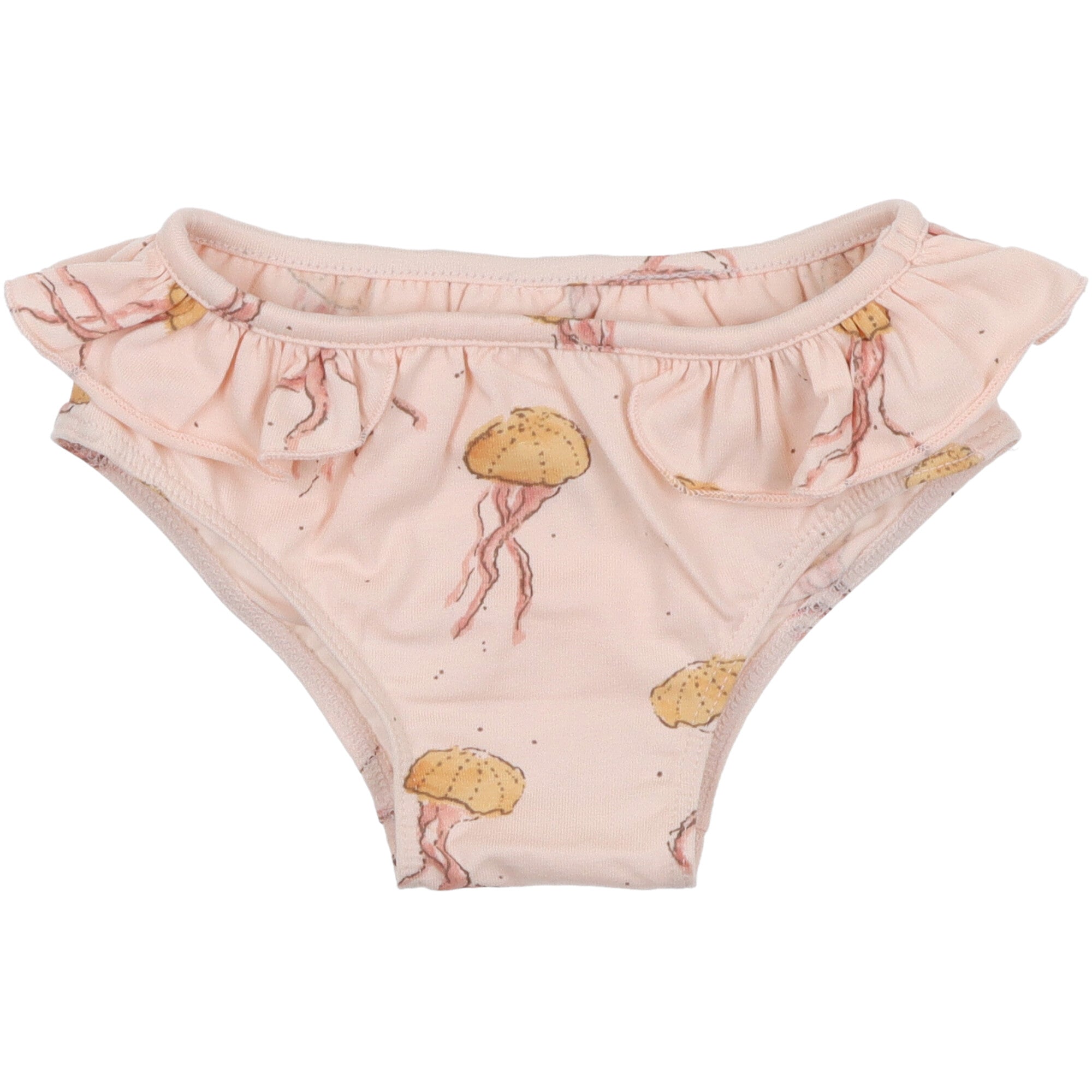 Costumino-slip-colore-rosa-con-stampa-meduse-e-volant-in-cotone-organico