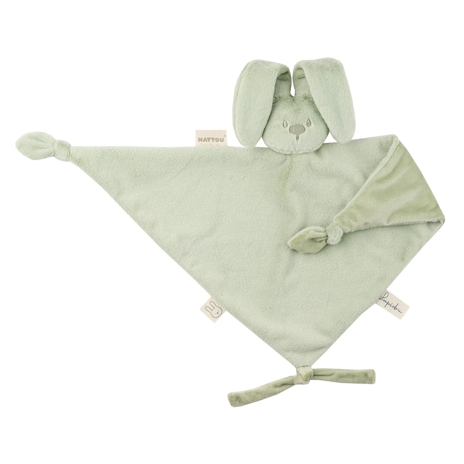 Doudou maxi verde salvia, morbido consolatore per neonati e bambini fin dalla nascita, ideale per nanna, coccole e regalo nascita.
Tenero coniglietto lavabile a 30°C, con dettagli tattili e cordoncini portaciuccio per offrire comfort, sicurezza e dolcezza ogni giorno. Tessuto morbido vellutino.
