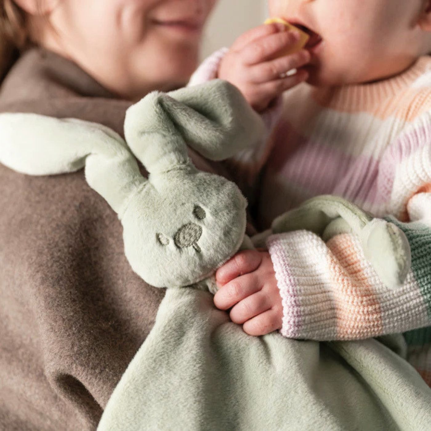 Doudou maxi verde salvia, morbido consolatore per neonati e bambini fin dalla nascita, ideale per nanna, coccole e regalo nascita.
Tenero coniglietto lavabile a 30°C, con dettagli tattili e cordoncini portaciuccio per offrire comfort, sicurezza e dolcezza ogni giorno. Tessuto morbido vellutino.