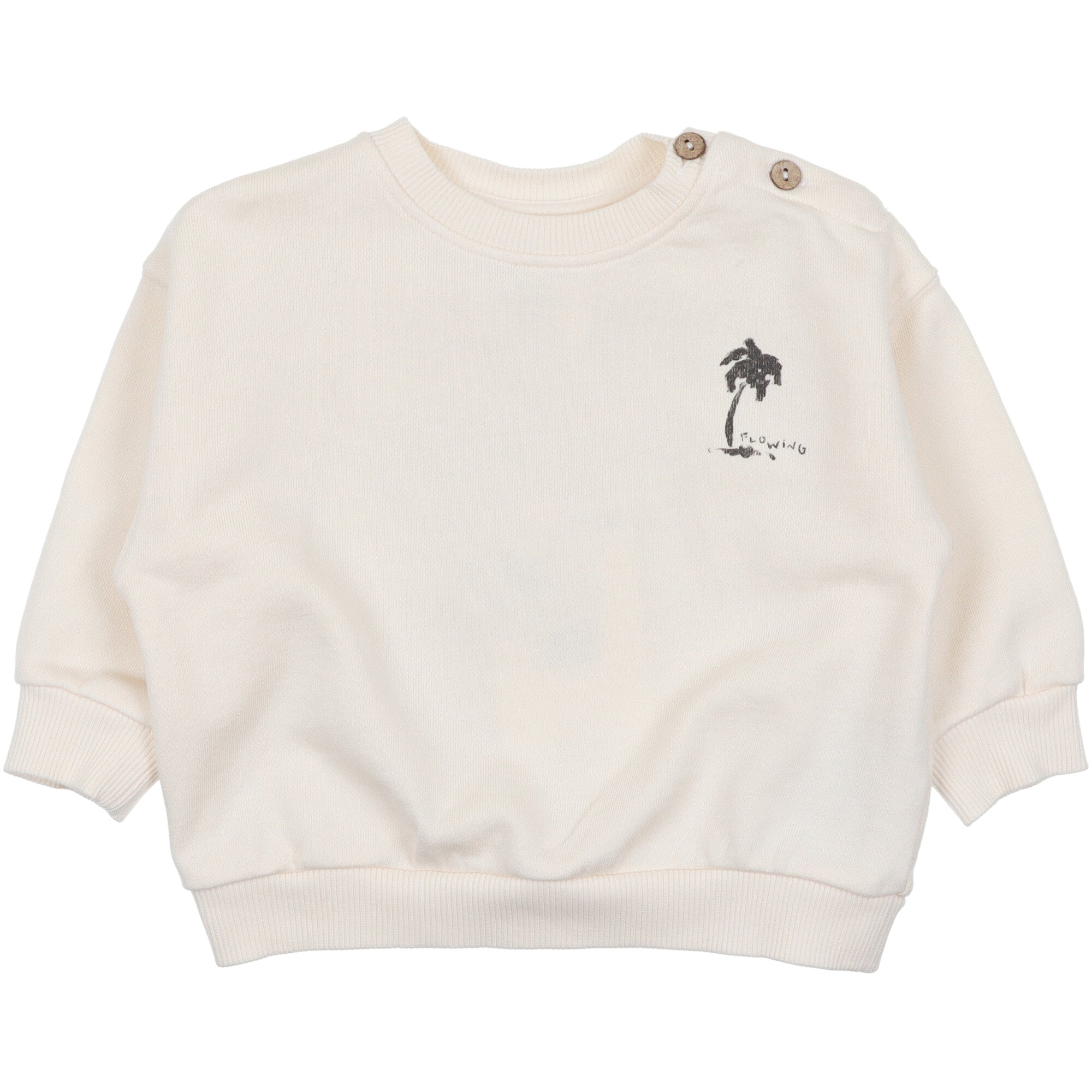 maglia in cotone felpato per bambino colore naturale con stampa brand Play Up