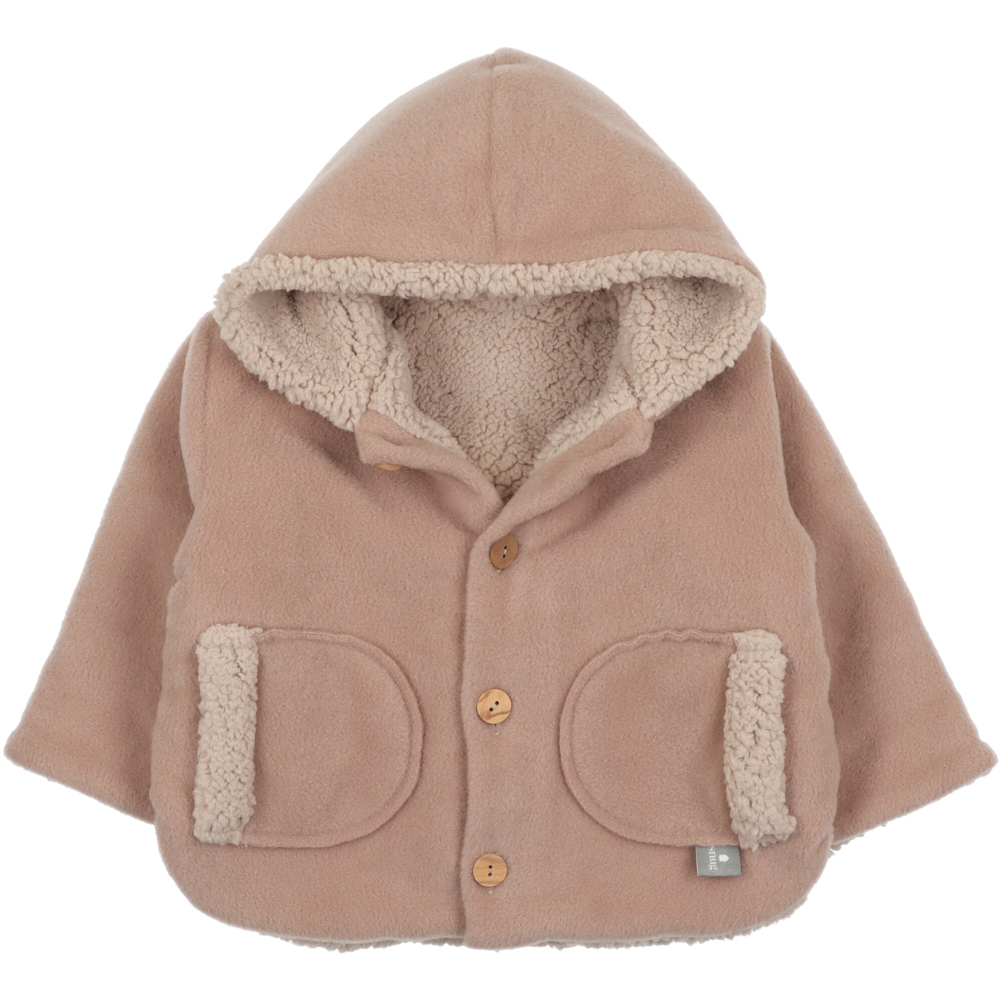 Giacca imbottita per neonata e bambina con cappuccio, foderata internamente in caldo teddy. Morbida, confortevole e ideale per l’inverno.