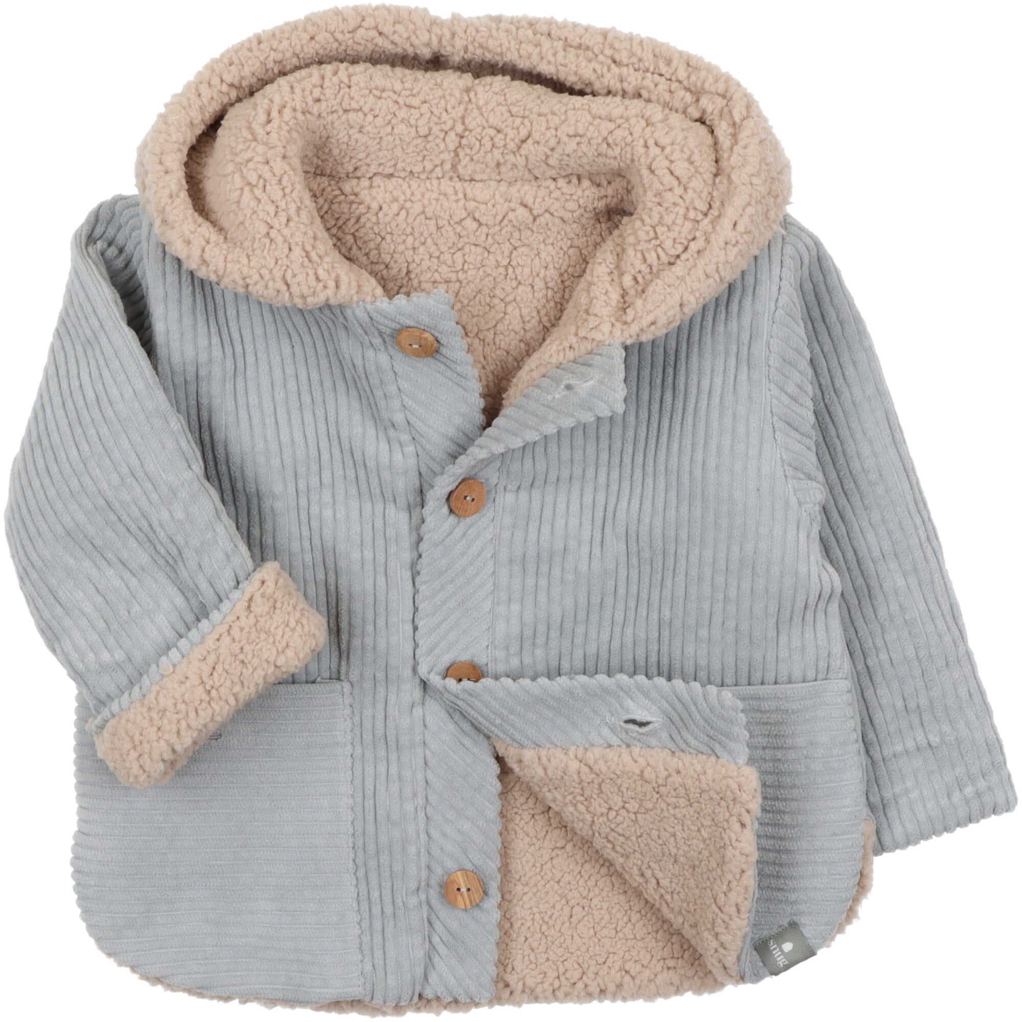 Giacca per  bambino realizzata in velluto a costine di cotone organico, foderata internamente in caldo teddy per un comfort avvolgente nei mesi invernali.