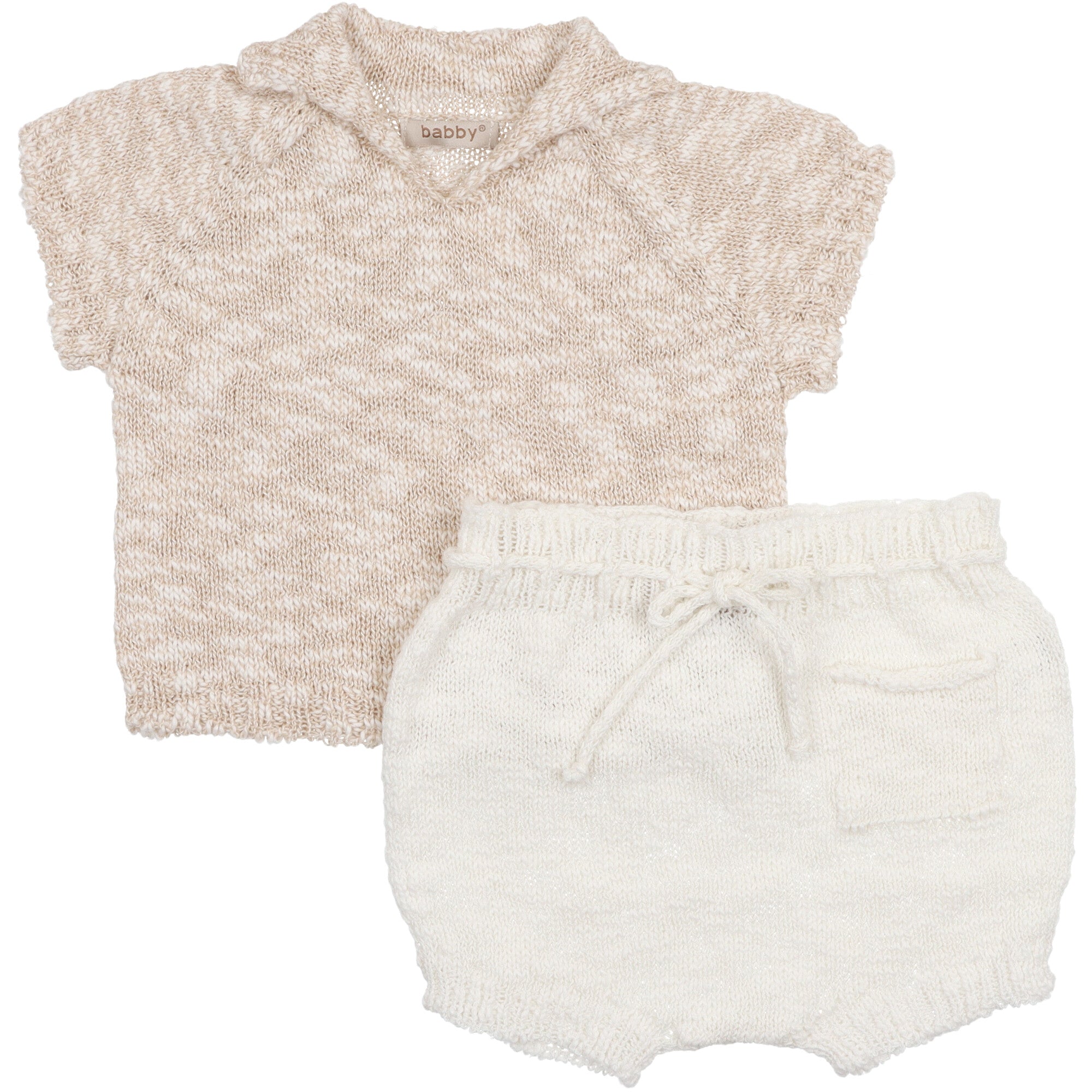 maglioncino-colore-beige-a-maniche-corte-con-coulotte-bianche