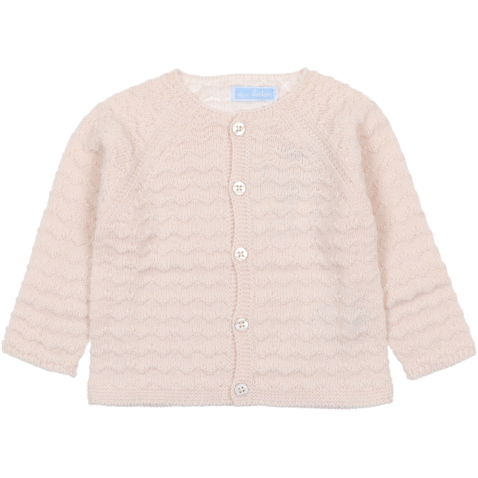 Golfino neonato naturale in misto lana Mac Ilusion con motivo ondulato e bottoni frontali