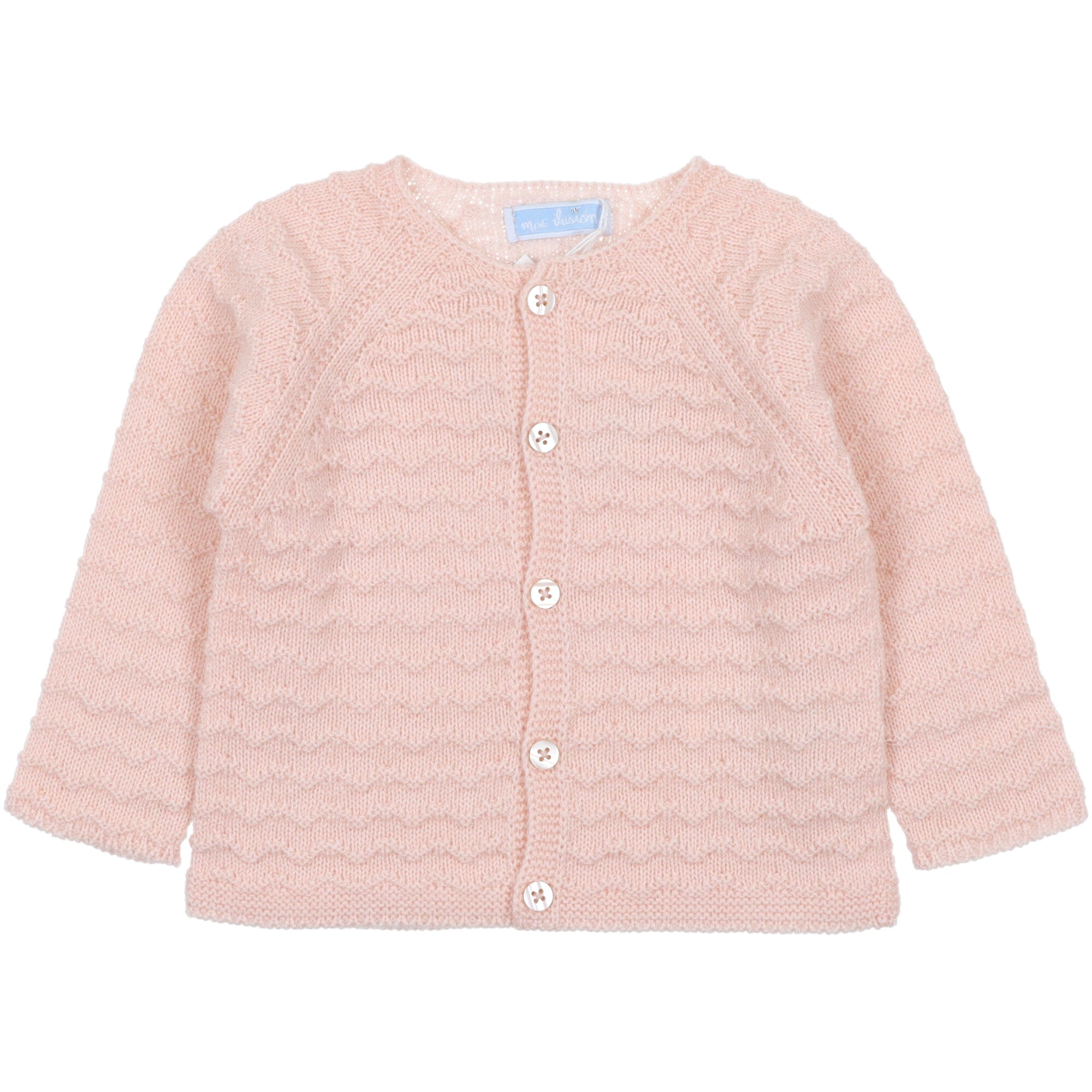 Golfino neonato rosa in misto lana Mac Ilusion con motivo ondulato e bottoni frontali