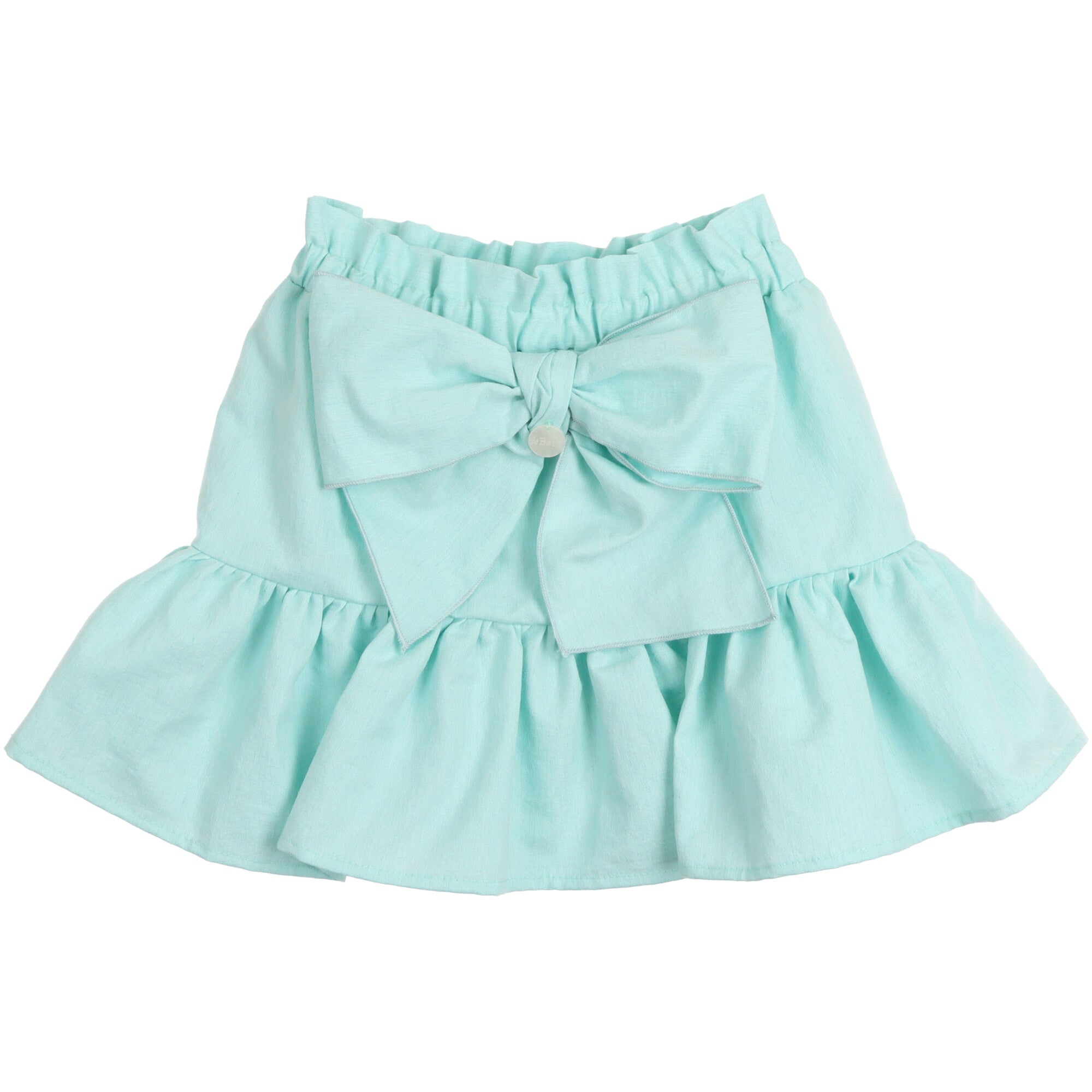 gonna-in-cotone-colore-verde-per-bambina-con-balze-e-fiocco