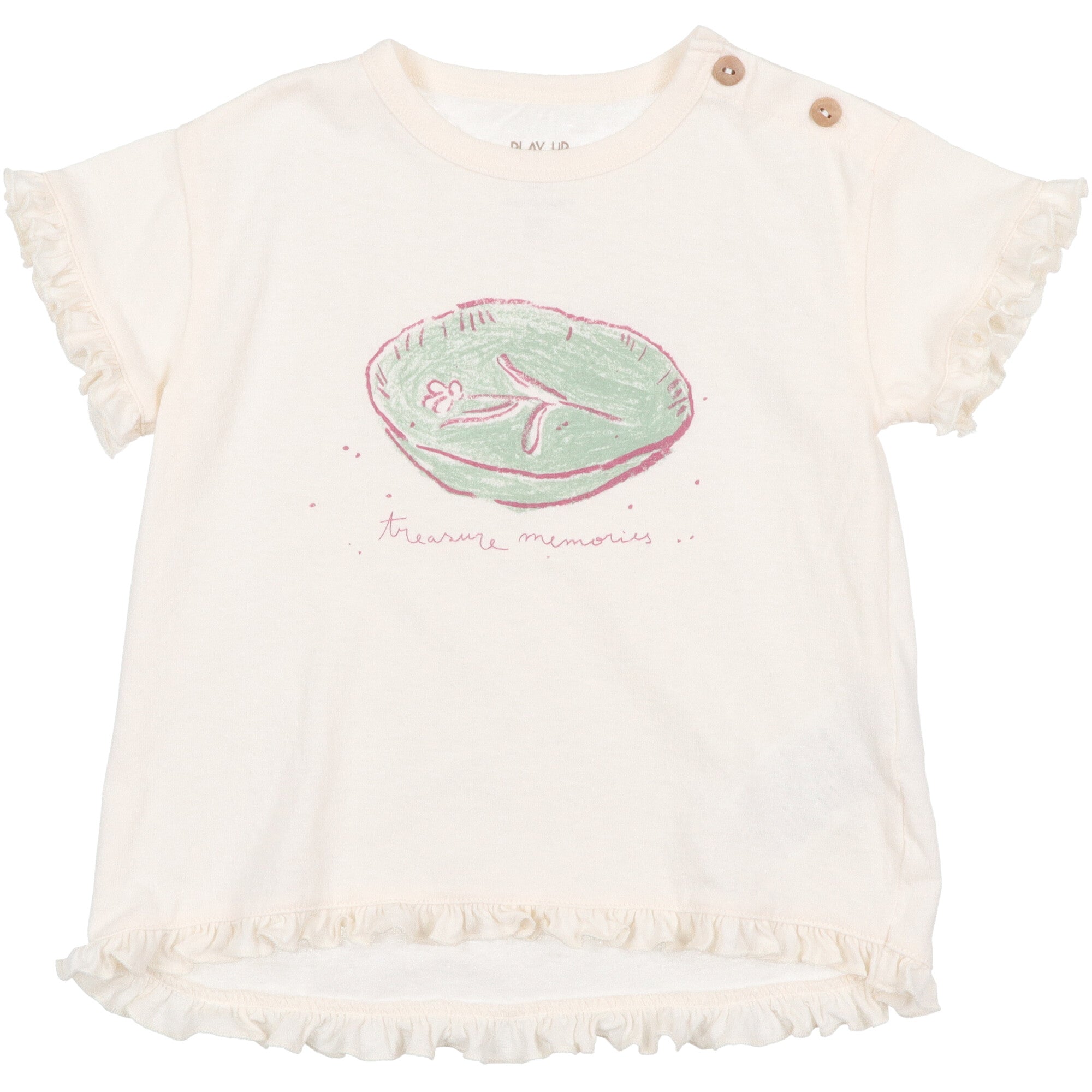 maglia estiva per bambina t-shirt colore bianco con volant oda estiva bambina brand Play Up