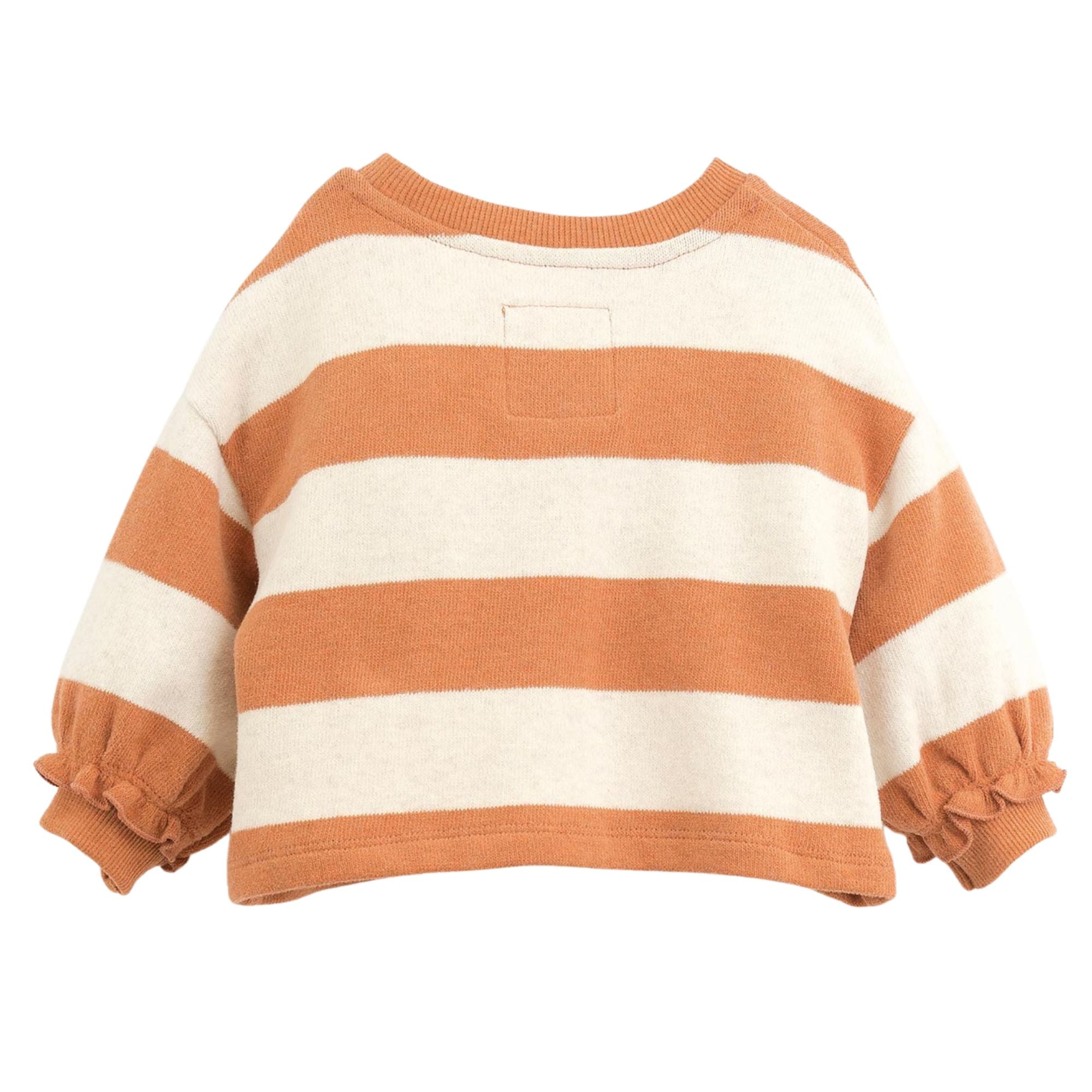 maglione-a-righe-colore-arancione-maniche-a-sbuffo