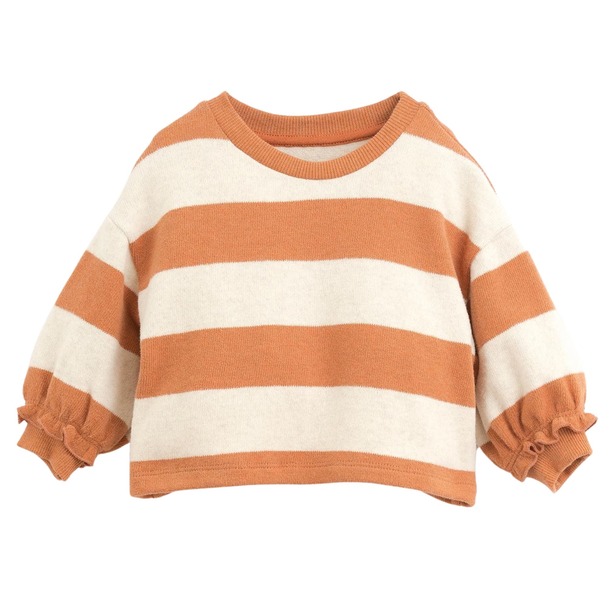 maglione-a-righe-colore-arancione-maniche-a-sbuffo