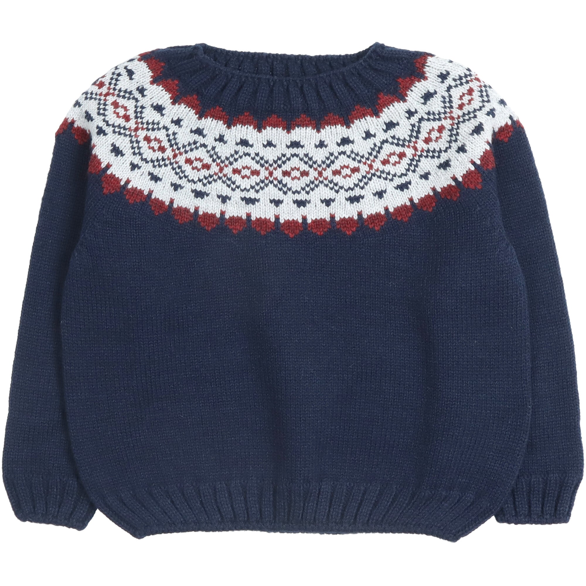 Maglione bambino in maglia con fantasia nordica

Maglia invernale bambino blu con motivo jacquard

Maglione bambino caldo con design nordico

Maglia bambino girocollo con motivo nordico

Maglione invernale bambino blu navy in maglia

Pullover bambino con fantasia nordica jacquard