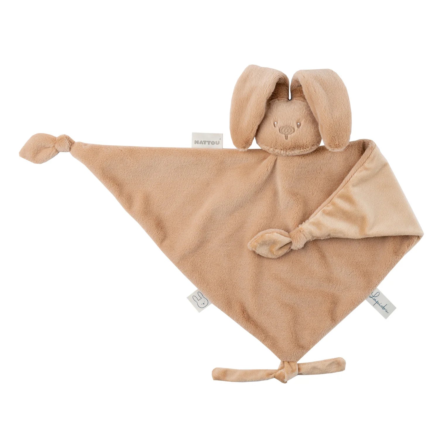 doudou Nattou Lapidou rosa cipria, doudou consolatore per bambini, doudou per neonati, coniglietto doudou, doudou con portaciuccio, regalo nascita.