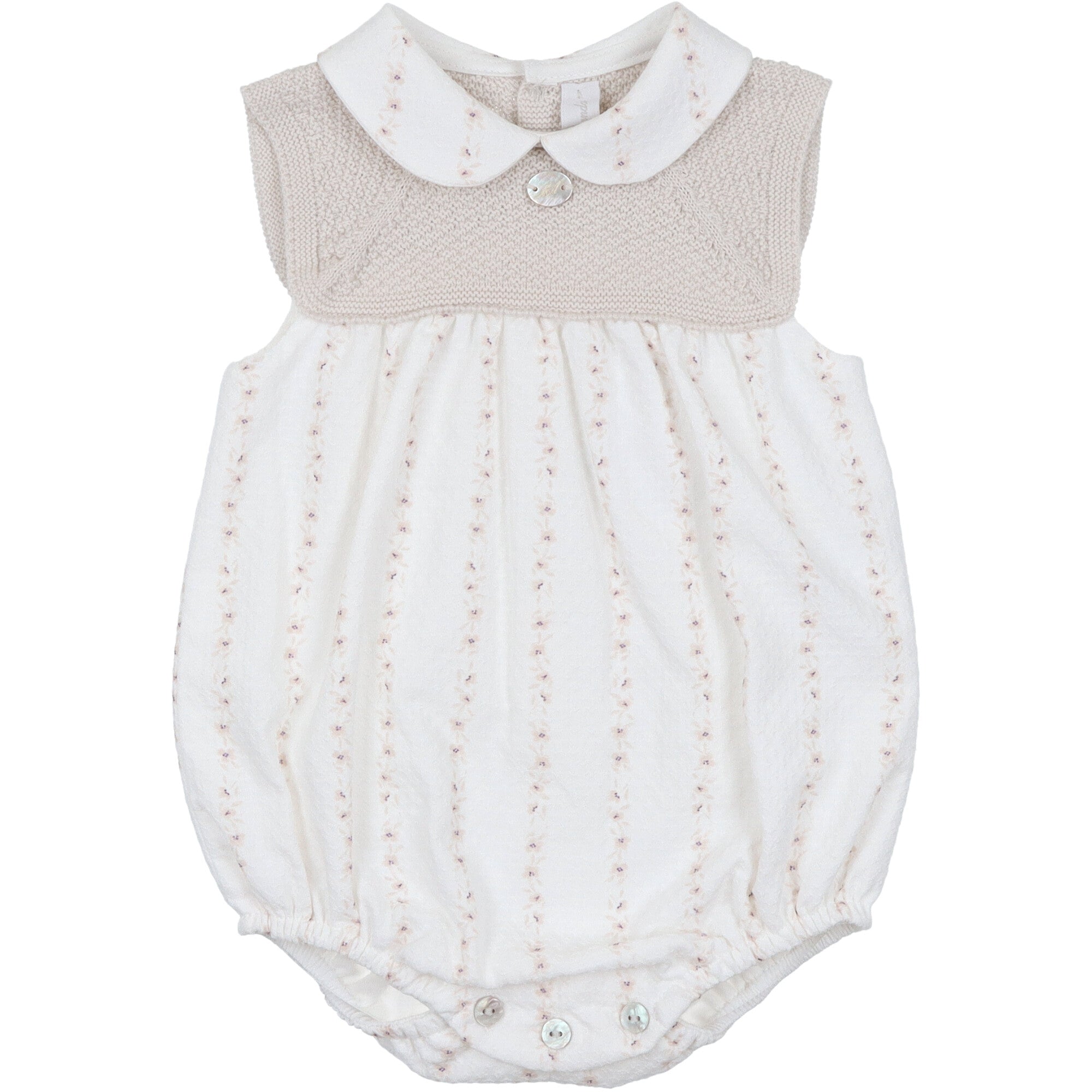 pagliaccetto estivo per neonata corpetto in filo color beige e cotone stampato abiti estivi per neonata