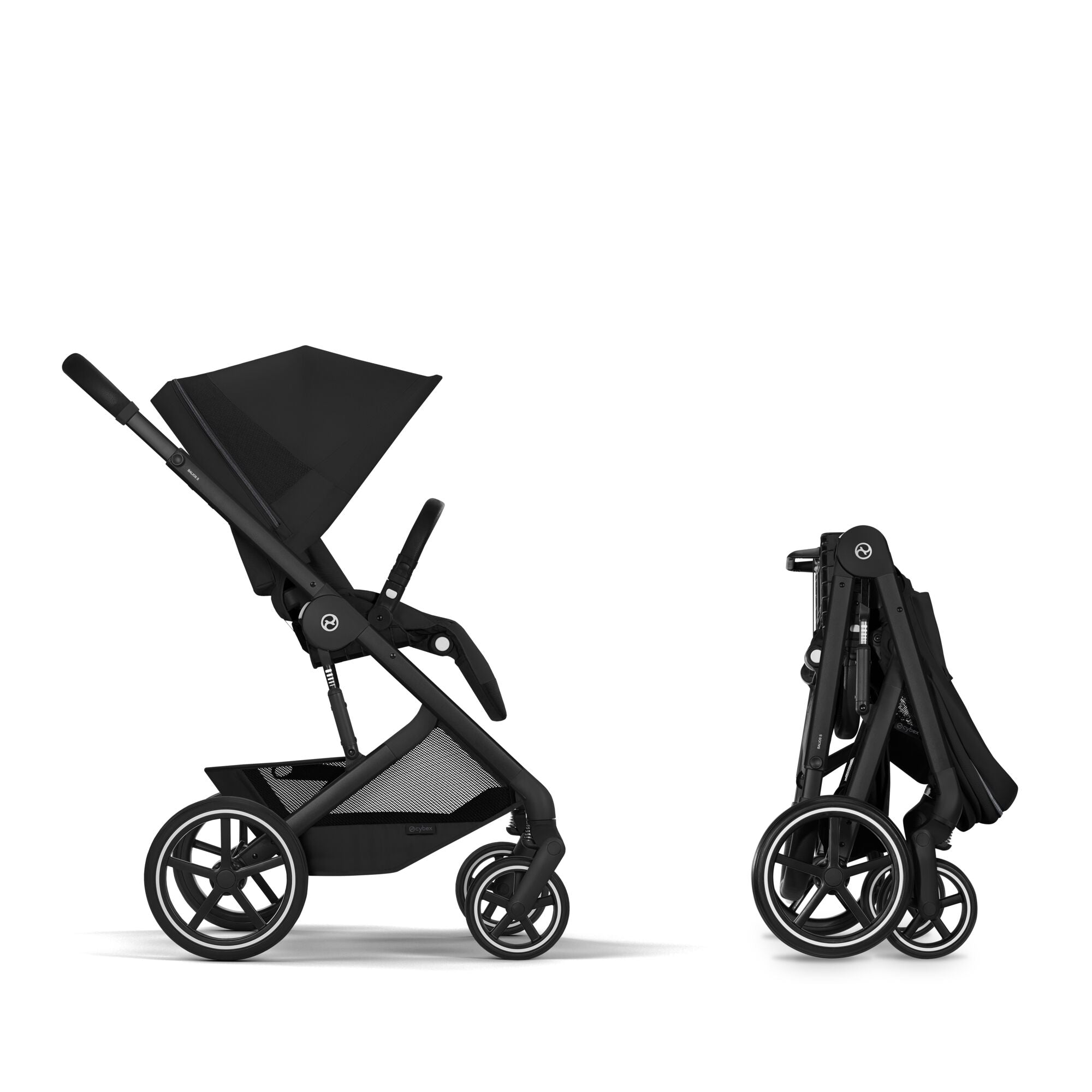 duo passeggino e navicella di cybex modello balios colore nero navicella richiudibile