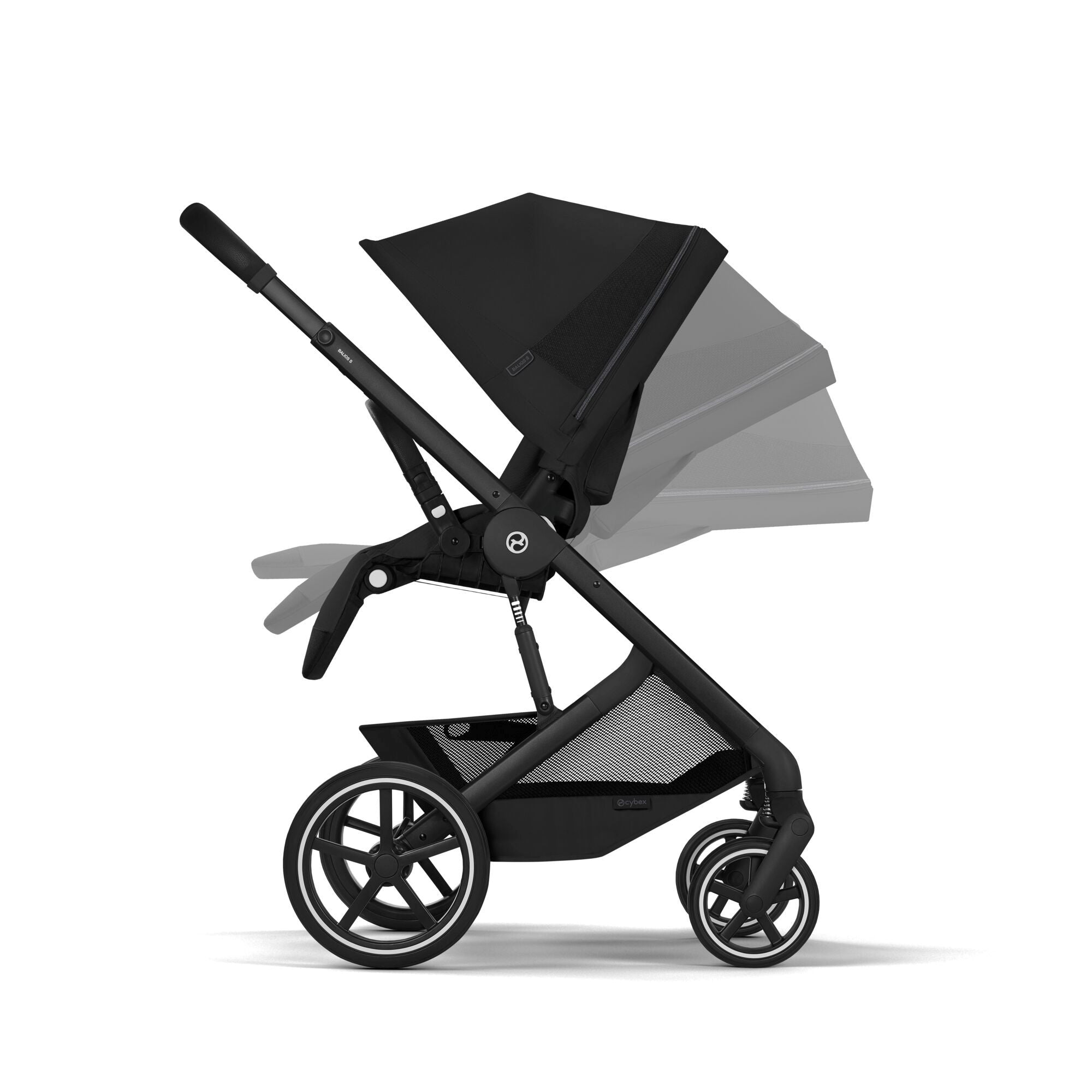 duo passeggino e navicella di cybex modello balios colore nero navicella richiudibile