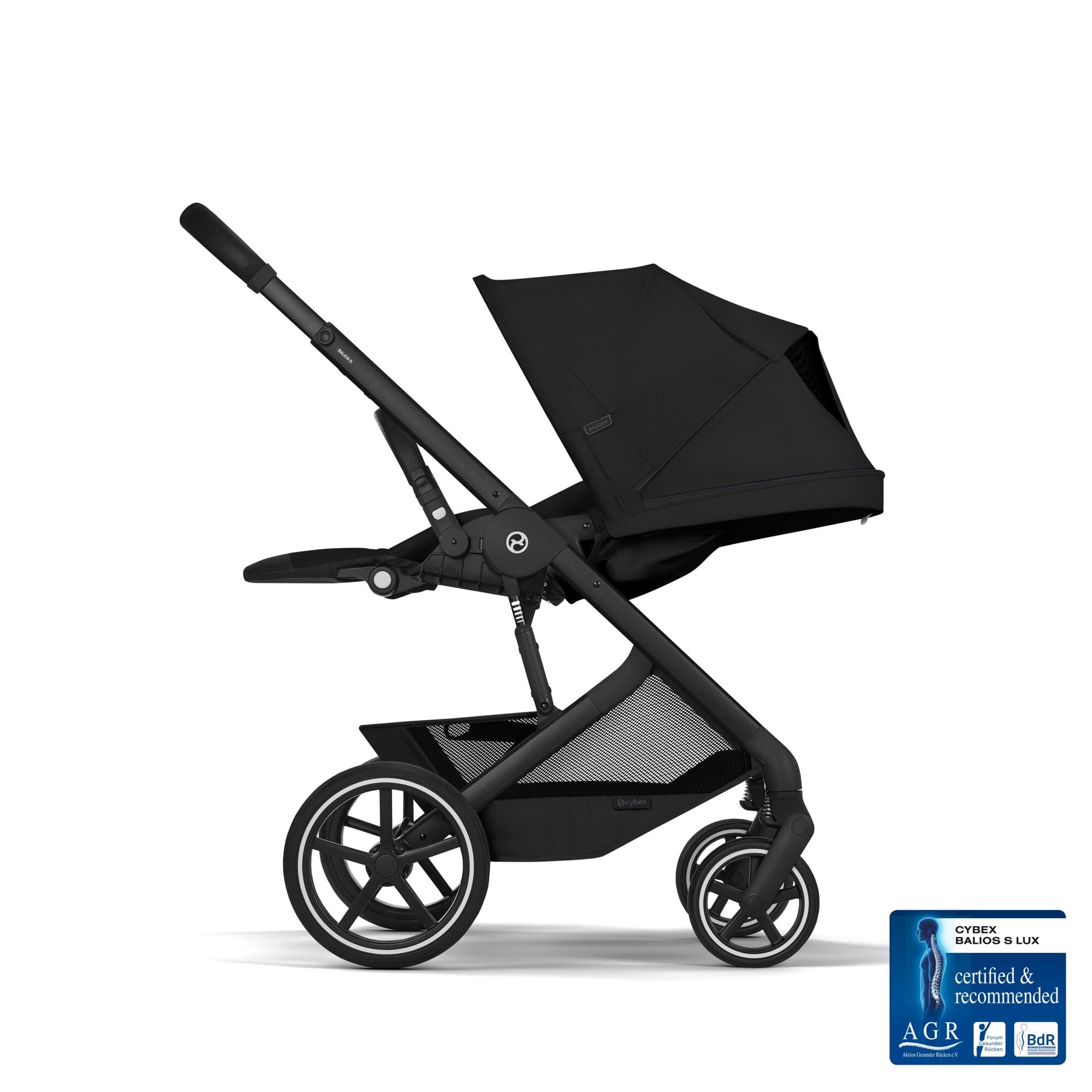 duo passeggino e navicella di cybex modello balios colore nero navicella richiudibile