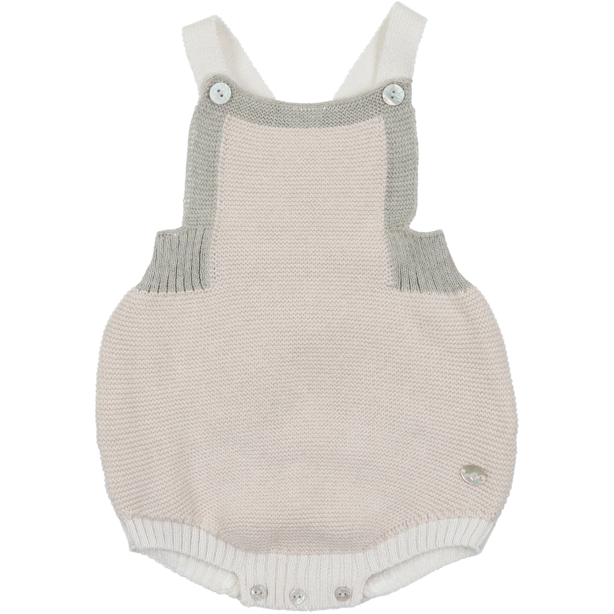 pagliaccetto per neonato in filo di cotone colore beige con bretelle abiti estivi bambino