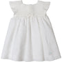 vestito estivo in lino colore bianco corpetto in filo di cotone gonna ampia foderata